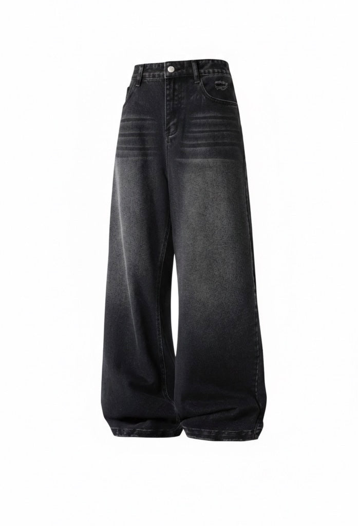 Washed Black Baggy Jeans