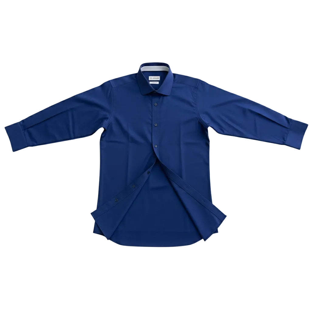 Navy Blue Slim-Fit Dress Shirt