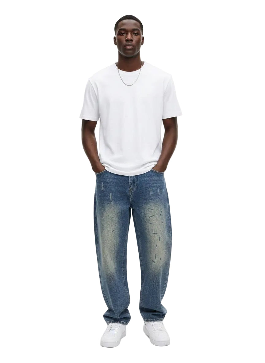 Vintage Fade Distressed Denim-Blue faded pair