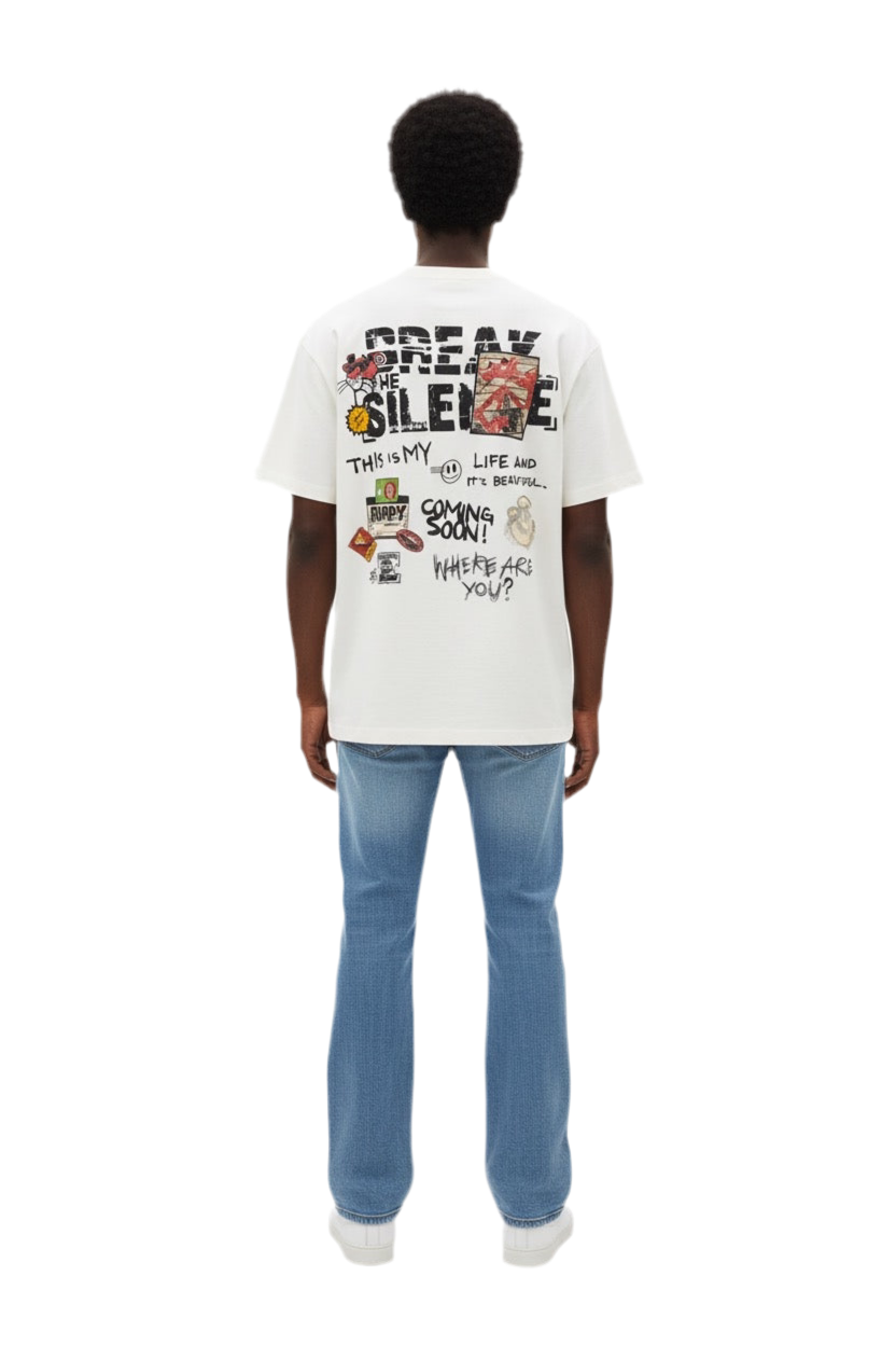 Break the Silence Graphic Tee – White