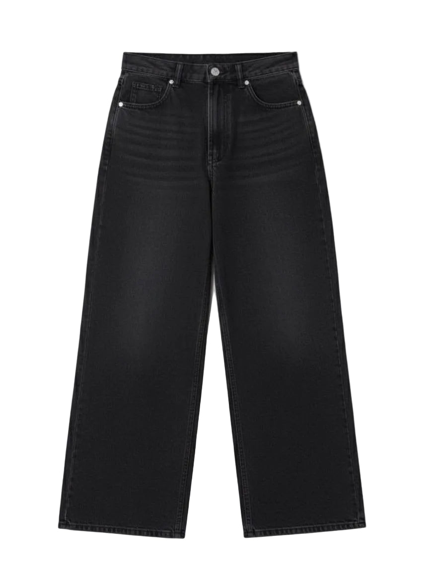 Black Wide-Leg Denim Jeans