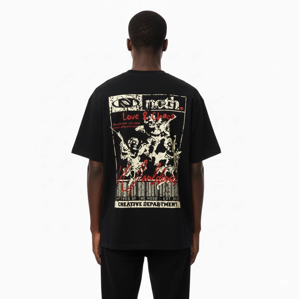 Natives Of The Hood "Love & Chaos" Creative Dept. Heavyweight Graphic Tee – Black
