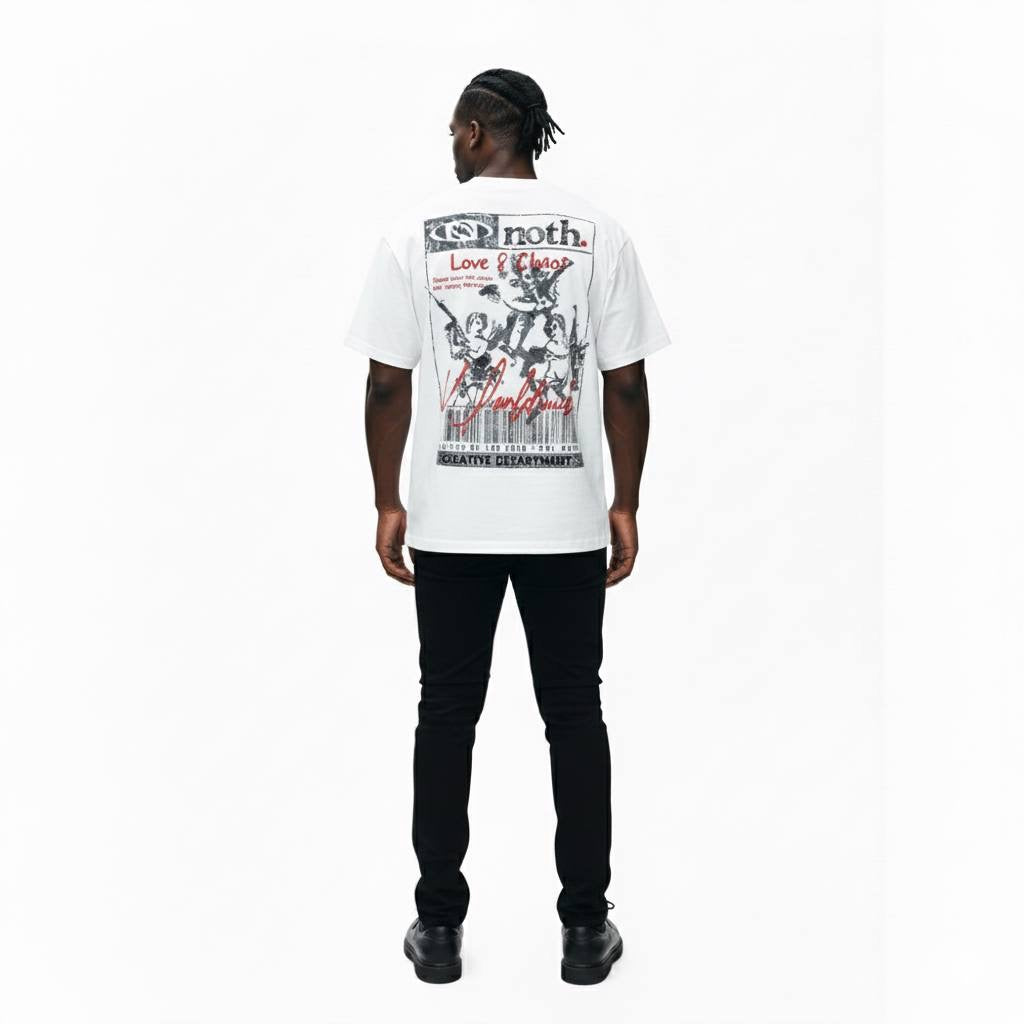Natives Of The Hood "Love & Chaos" Creative Dept. Heavyweight Graphic Tee – White