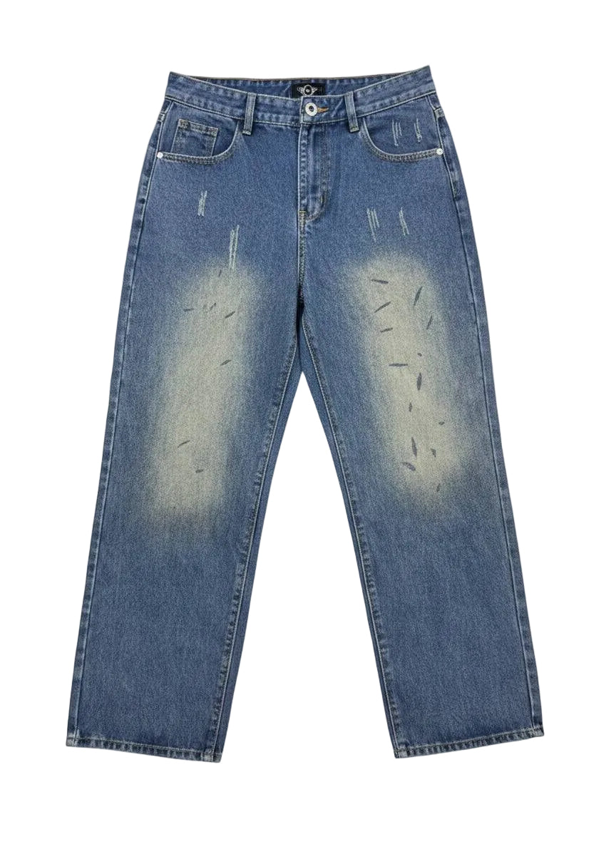 Vintage Fade Distressed Denim-Blue faded pair