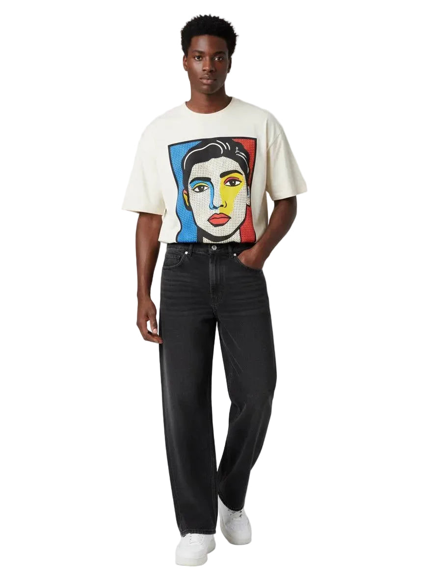 Black Wide-Leg Denim Jeans