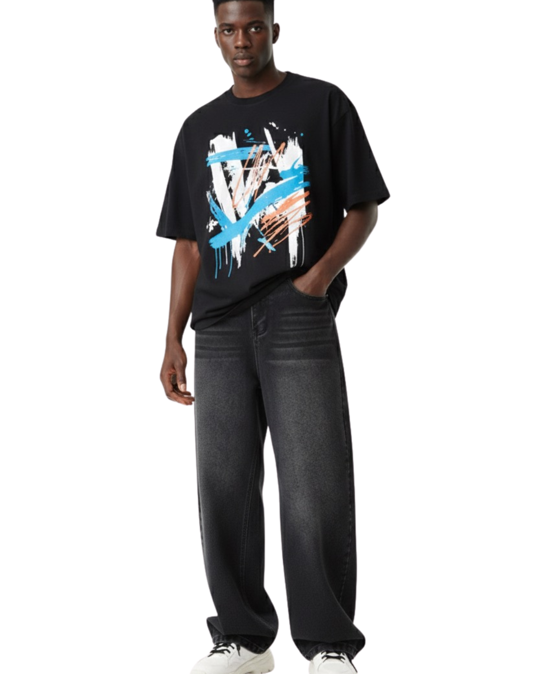 Washed Black Baggy Jeans